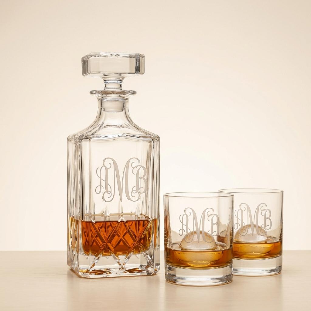 Engraved Decanter & Whiskey Glasses Set